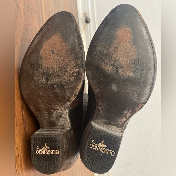 Old Gringo Cowboy Boots Brown Leather Embroidered Flame - Picture 12 of 12